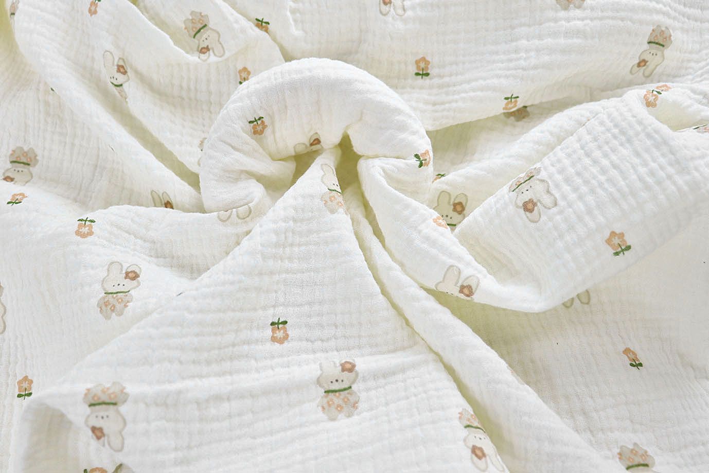 Муслин принт/зайчики на белом 4017-PY/D#3