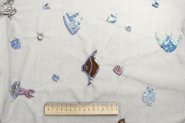 Сетка с вышивкой/черный 16447/D#1