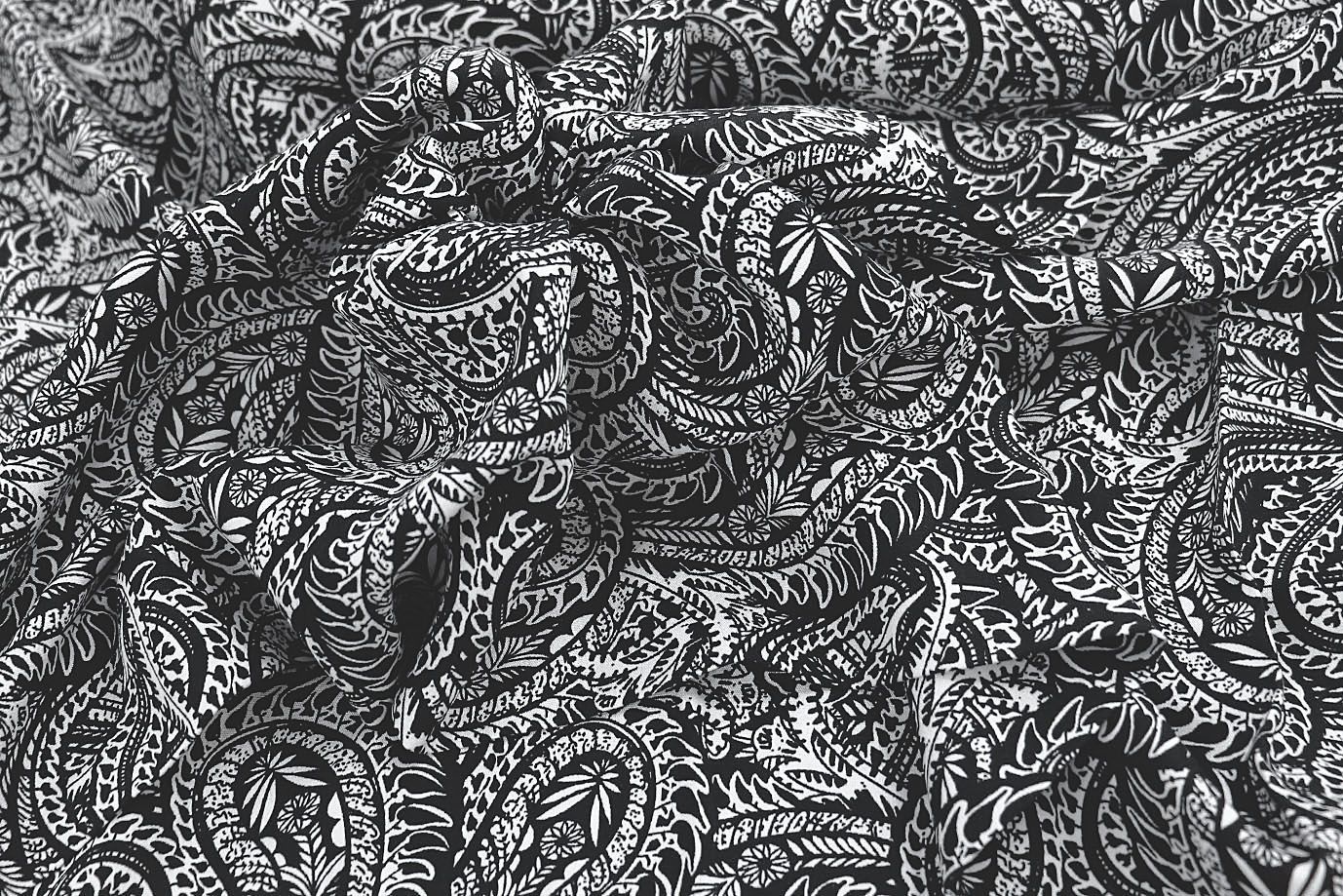 Штапель принт/узор белый на черном 1374-PY/D#26/C#10