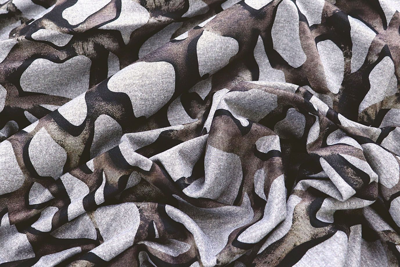 Трикотаж "Модал" принт/черно-коричневый на сером 1419-PY/D#2/C#1