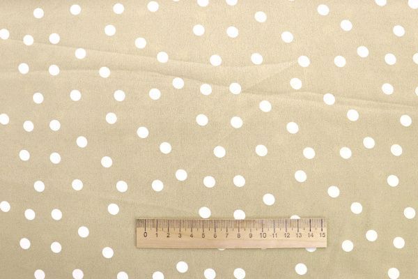 Сатин "Армани" принт/горох белый на бежевом 3999-PY/D#1/C#4