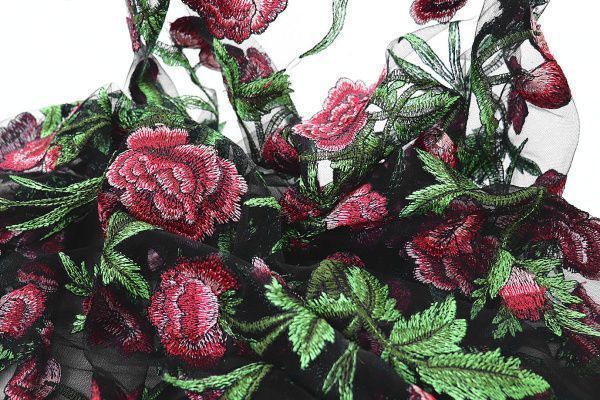 Сетка с вышивкой/черный 16444/D#2/C#1