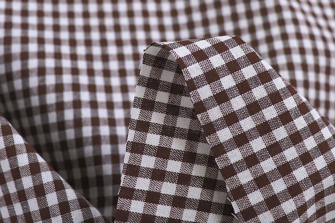 Хлопок принт/клетка коричнево-белая 1387-PY/C#5