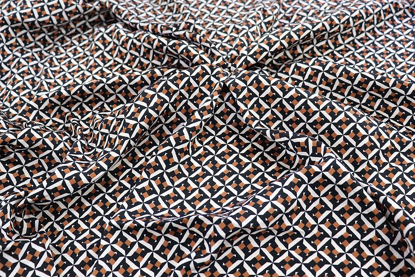 Сатин "Армани" принт/бело-коричнево-черный 3588-PY/D#3/C#2