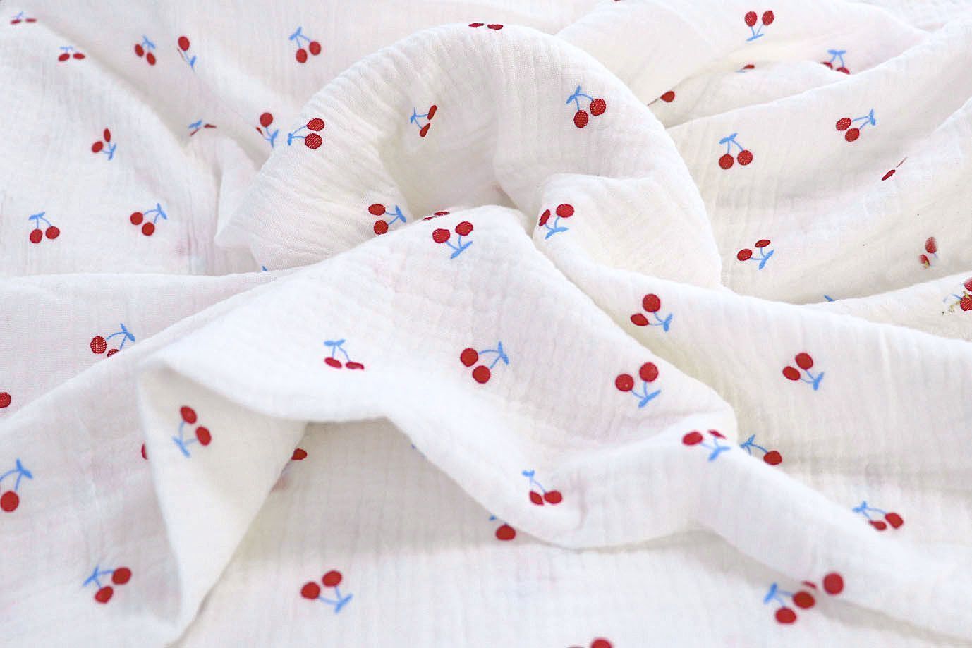 Муслин принт/ягоды красные на белом 1393-PY/D#2/C#1