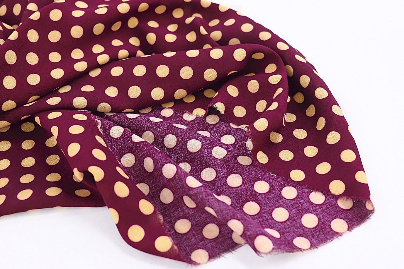 Штапель принт/горох желтый на бордовом 1179/D#2/C#6