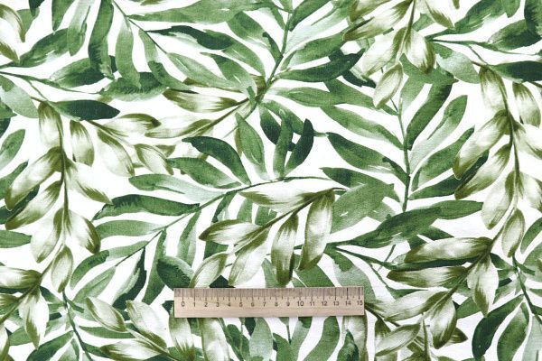 Лен БОХО принт/травянисто-оливковый на белом 4077-PY/D#21/C#3