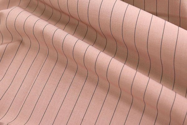 Костюмная ткань принт/полоска черная на персиковом 3963-PY/C#5