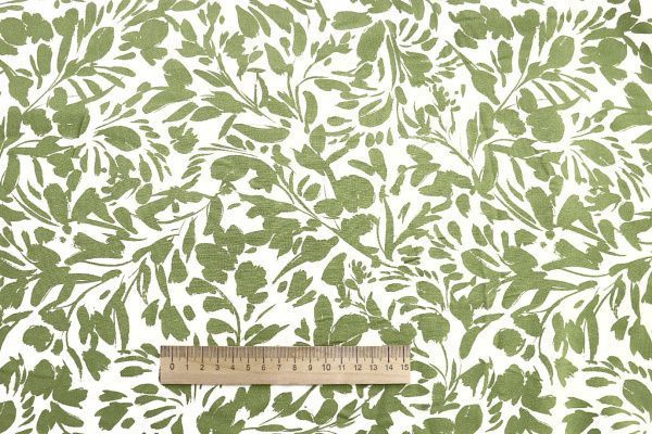 Штапель принт/цветы зеленые на белом 3892-PY/D#11/C#4