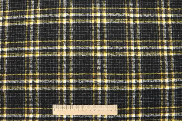 Пальтовая ткань принт/клетка черно-желтая AP210901069/D#908-2113/C#1