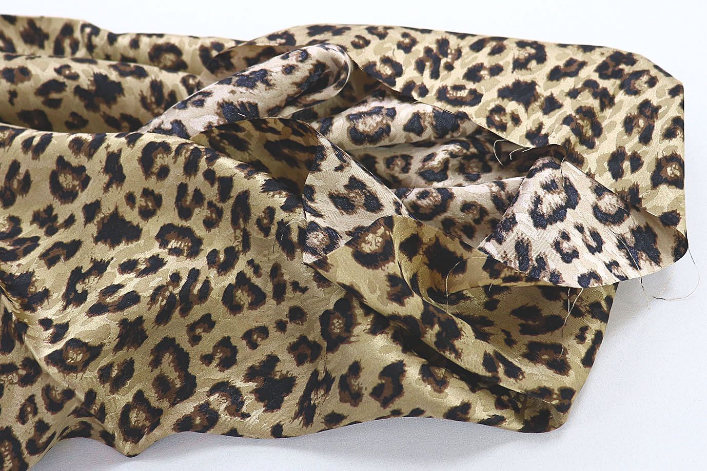 Сатин жаккард принт/леопард черно-песочный 3850-PY/D#2/C#1