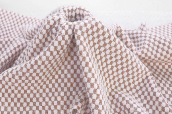 Трикотаж "Альпака" жаккард/клетка бело-персиковая 3761-PY/D#1/C#4