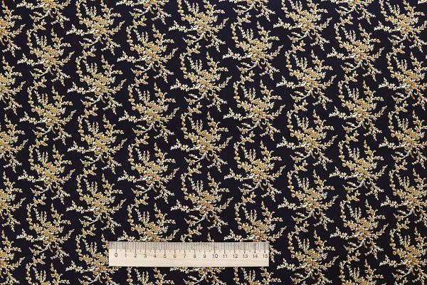 Штапель принт/цветы оранжевые на черном 1443-PY/D#2/C#1