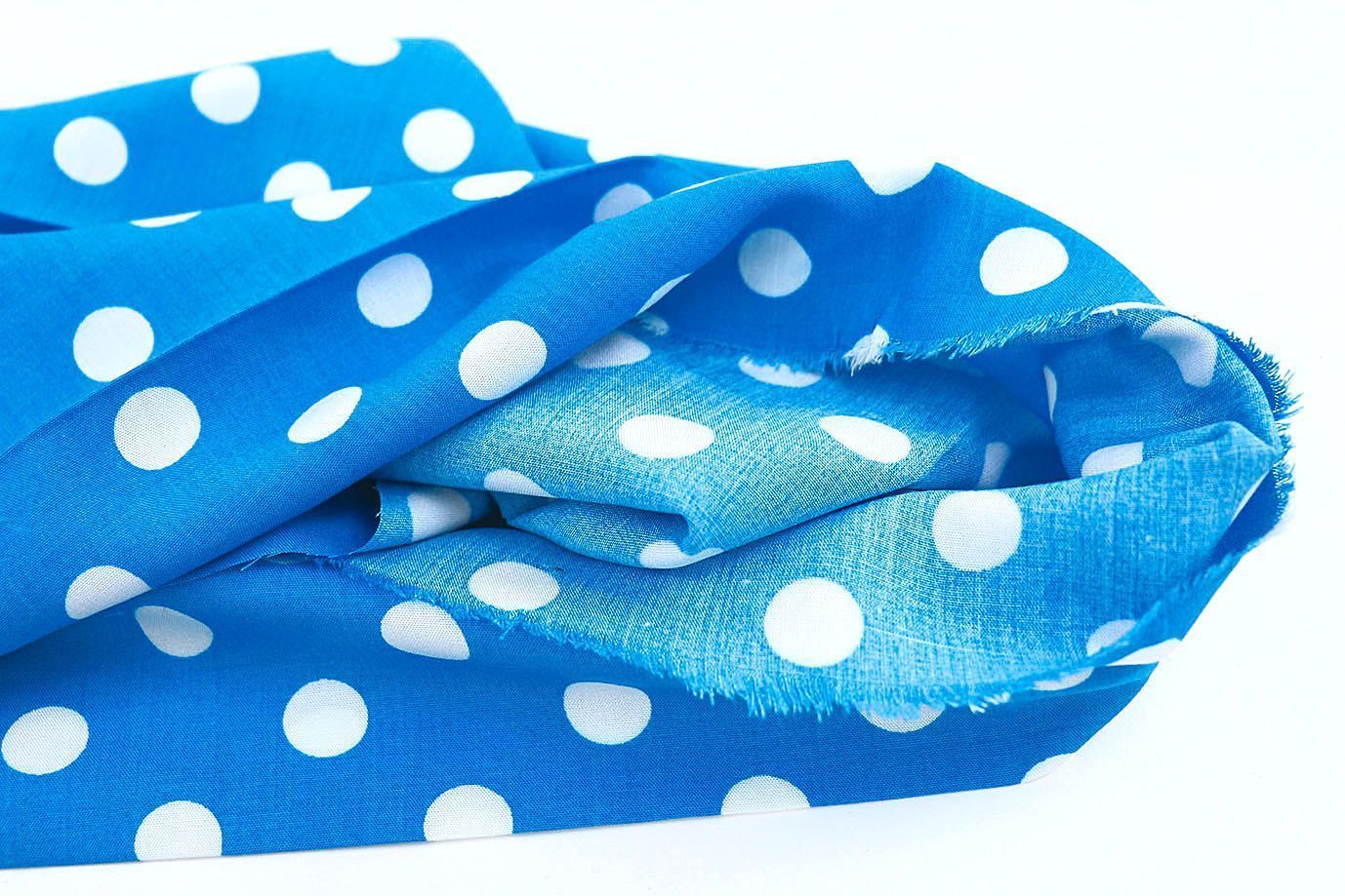 Штапель принт/горох белый на светло-синем 3660-PY/D#10/C#2