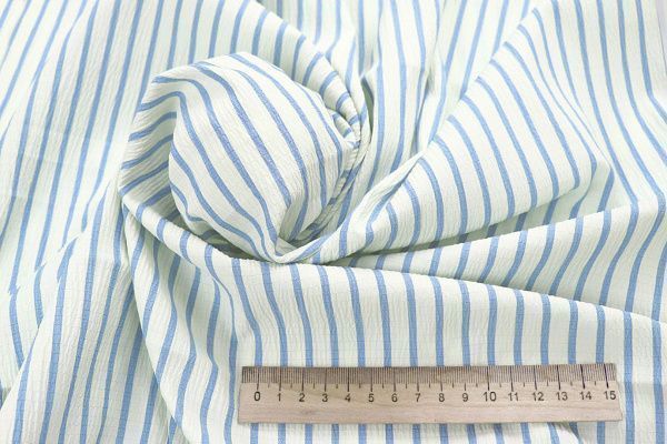 Хлопок жатый принт/полоска голубая на белом 4170-PY/C#5