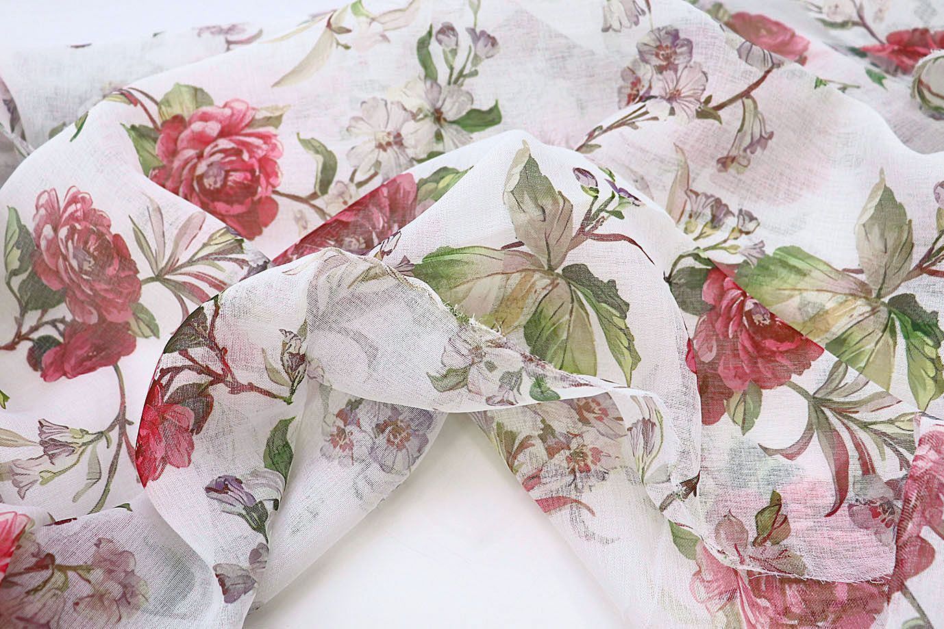 Тюль принт/цветы розово-сиреневые WBC23/C#20A