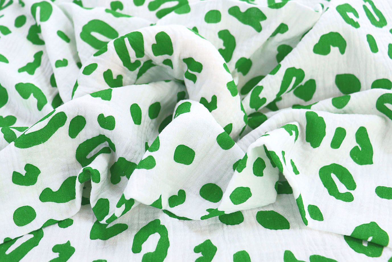 Муслин принт/зеленый на белом 1393-PY/D#5/C#2