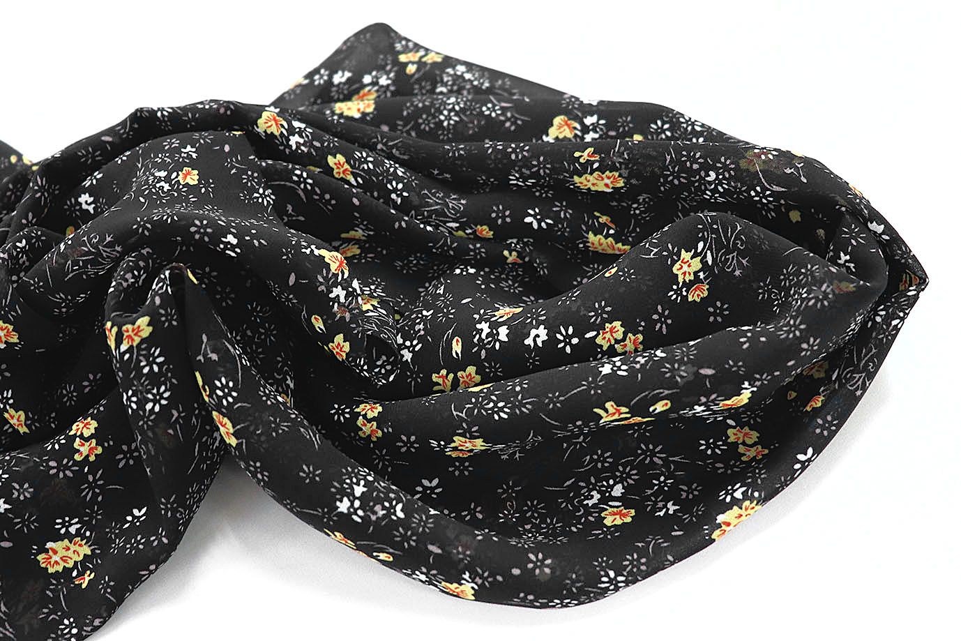 Шифон принт/цветы желтые на черном 3707-PY/D#18/C#1 (11592)