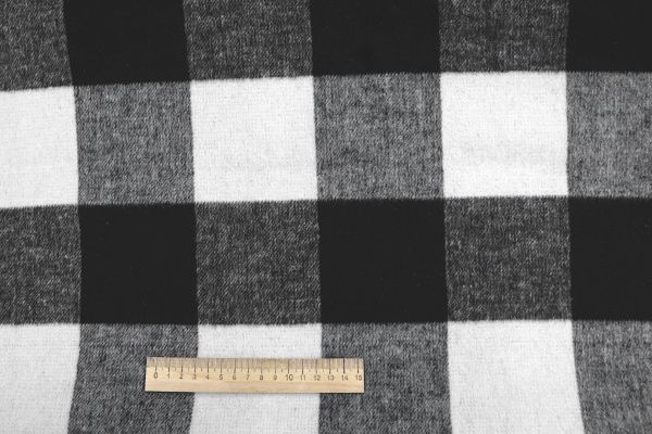 Пальтовая ткань "Микроворса" принт/клетка черно-белая 360-220057/C#1A