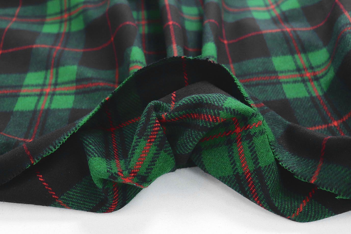 Пальтовая ткань "Микроворса" принт/клетка сине-красная на зеленом 1150-21527/C#13 (3082)