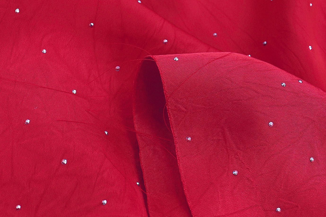 Шелк "Токио" креш со стразами/красный 3805-PY/C#23