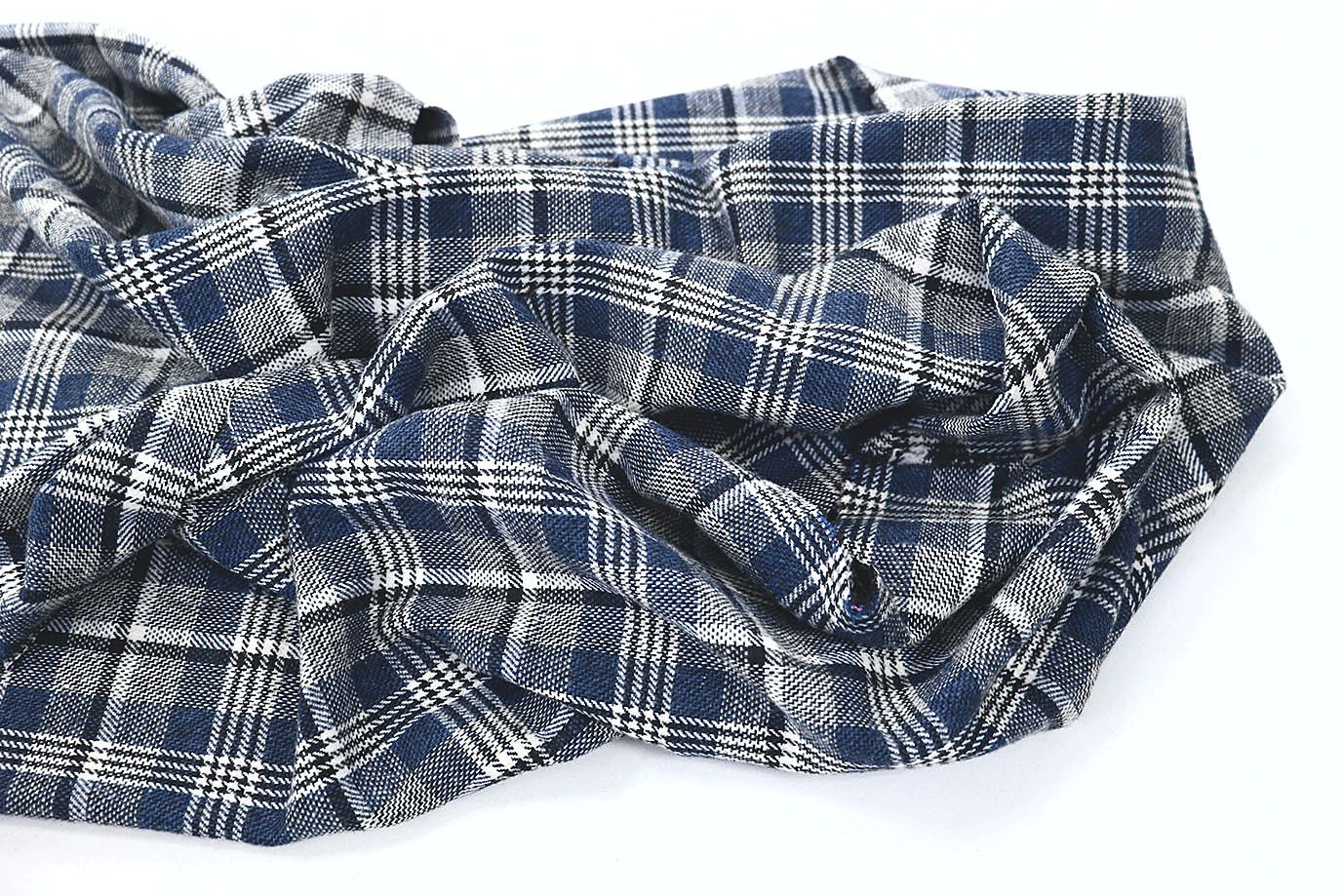 Пальтовая ткань принт/клетка темно-синяя на бежевом 908-29135/C#1