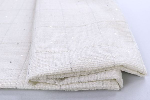 Костюмная ткань "Шанель" с пайетками/молочный AP50613/D#1361-8136/C#1