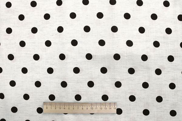 Лен слаб принт/горох черный на белом 4036-PY/C#1