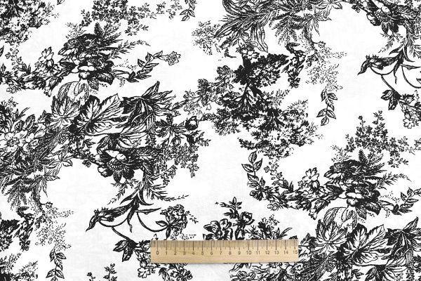 Штапель принт/цветы черные на белом 1374-PY/D#42/C#8