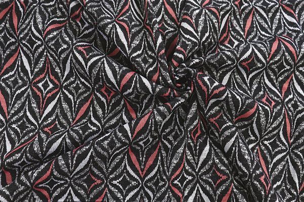 Трикотаж жаккард принт/черно-бело-розовый 3579-PY/D#14/C#1