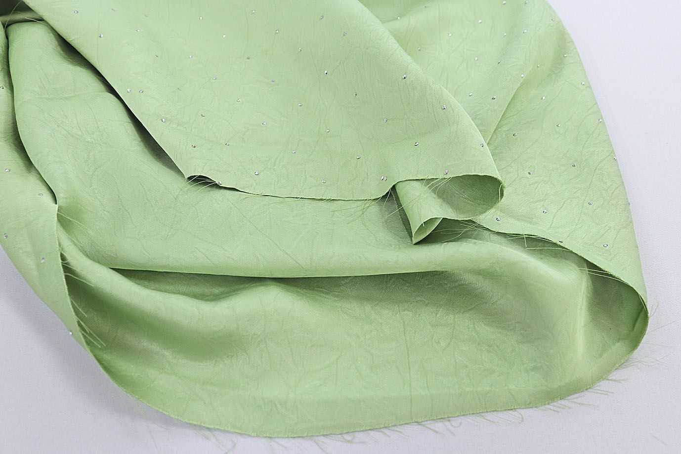 Шелк "Токио" креш со стразами/мятный 3805-PY/C#22