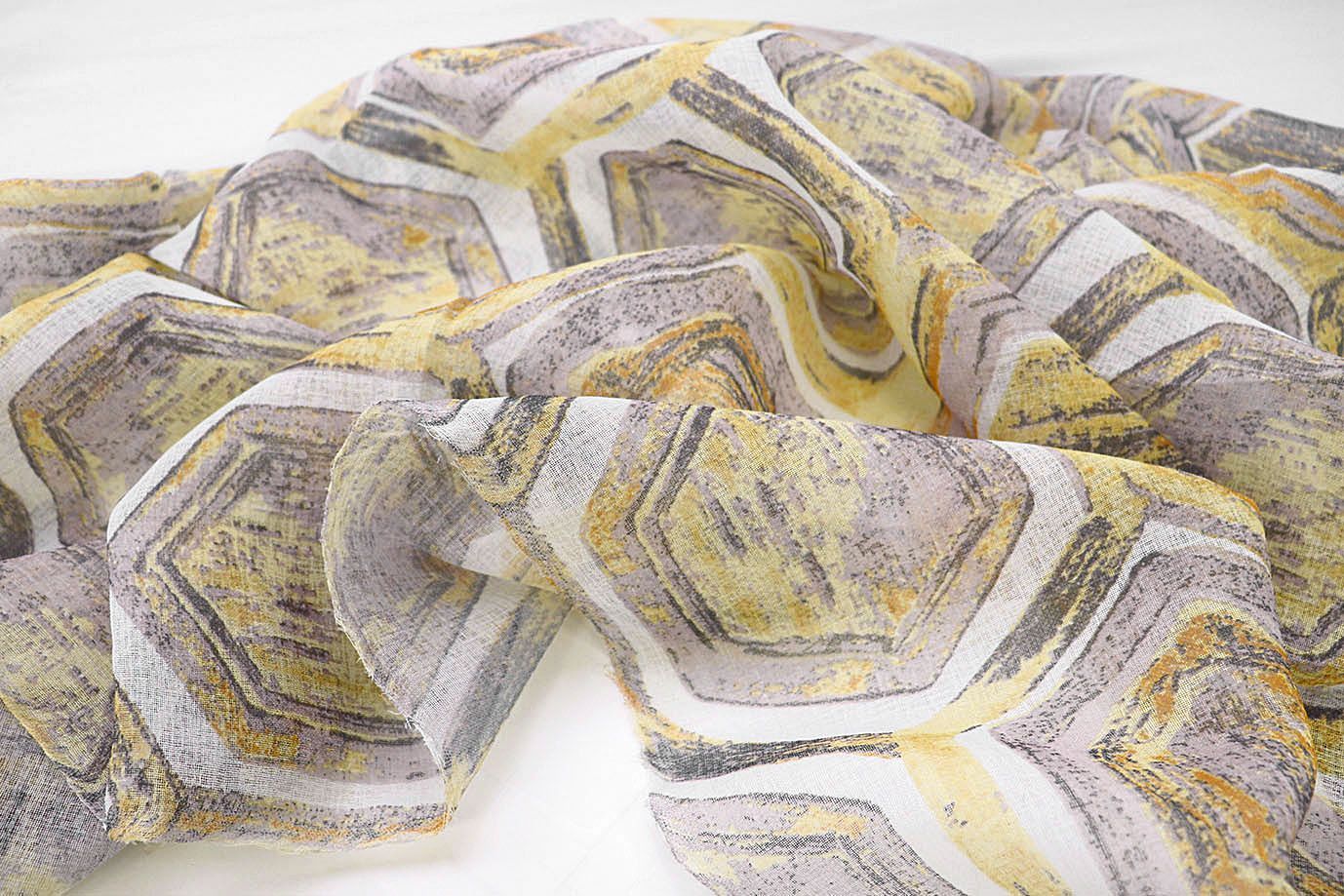 Тюль принт/желто-серый WBC23/C#11A