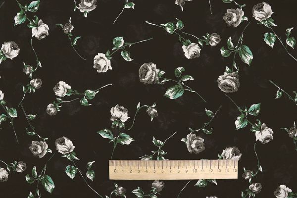 Шифон принт/цветы серые на черном 3707-PY/D#50/C#3