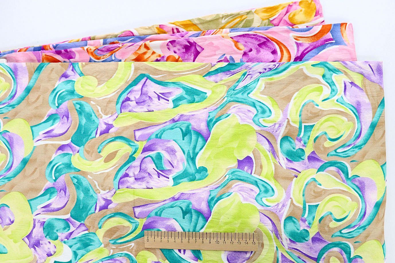 Лен БОХО принт/зелено-бирюзово-фиолетовый 3591-PY/D#13/C#3