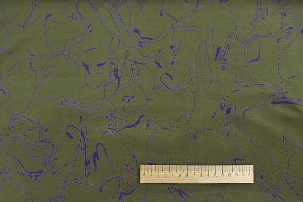 Трикотаж "Оксана" принт/фиолетовый на зеленом 3598-PY/D#1/C#4