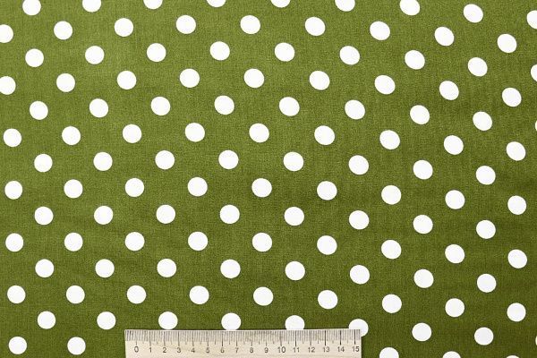 Штапель принт/горох белый на оливковом 4203-PY/D#107/C#48