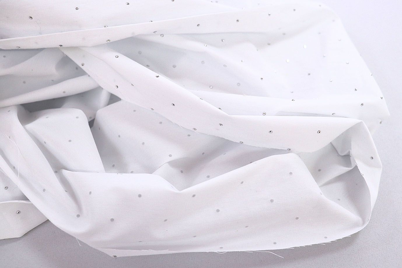 Хлопок нейлон со стразами/белый 3796-PY/C#1