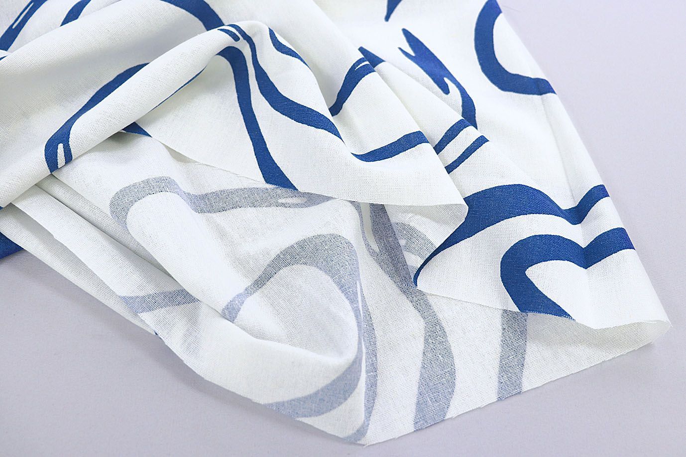 Лен принт/синий на белом 3859-PY/D#4/C#1