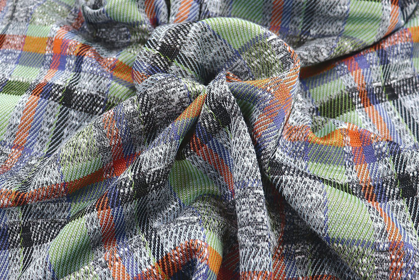 Трикотаж жаккард принт/клетка серо-зеленая 3257-22-PY/D#25/C#1