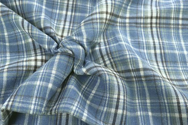 Рубашечная ткань принт/клетка черно-желтая на сером 1418-PY/D#17/C#1