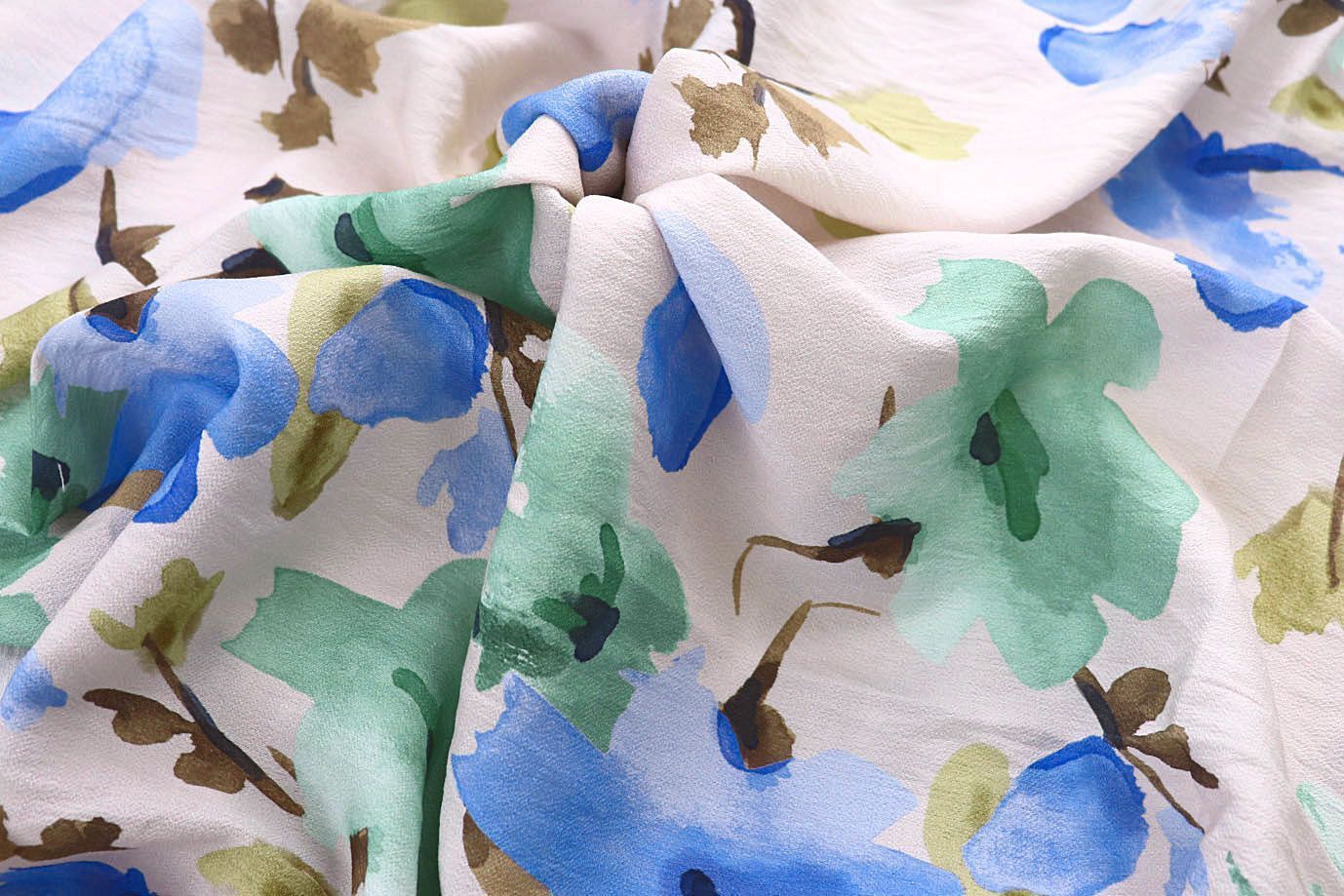 Лен БОХО принт/цветы сине-зеленые на розовом 4079-PY/D#23/C#2