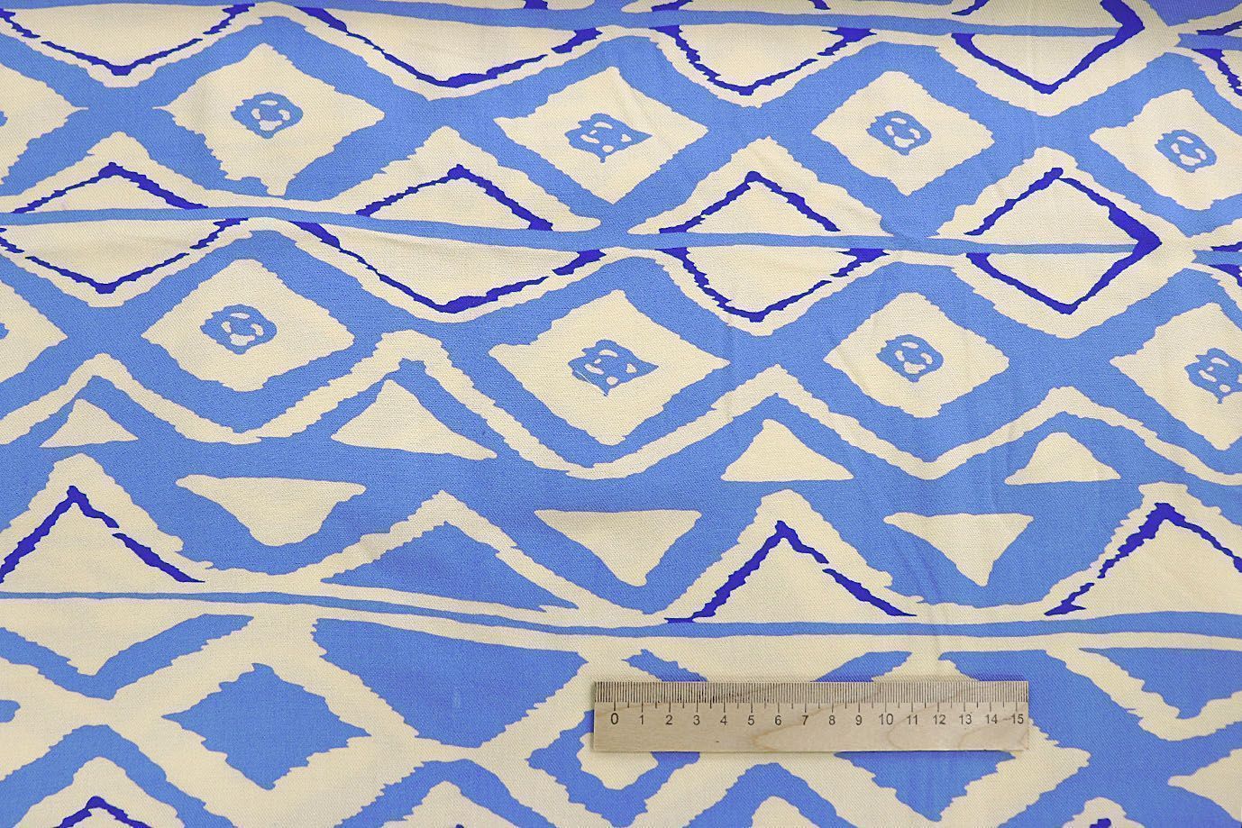 Штапель твил принт/синий на бежевом 3855-PY/D#2/C#1