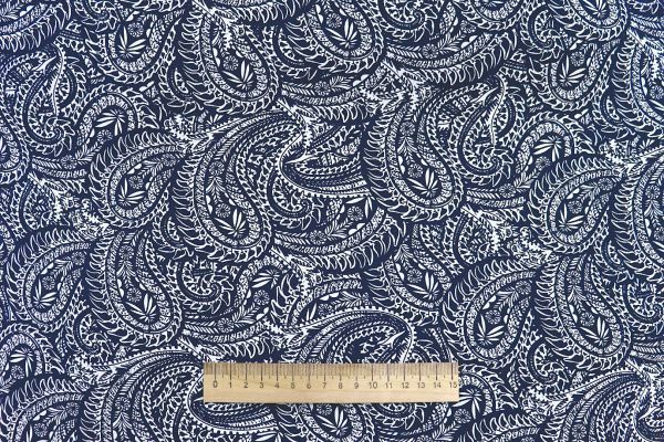 Штапель принт/узор белый на темно-синем 1374-PY/D#26/C#7