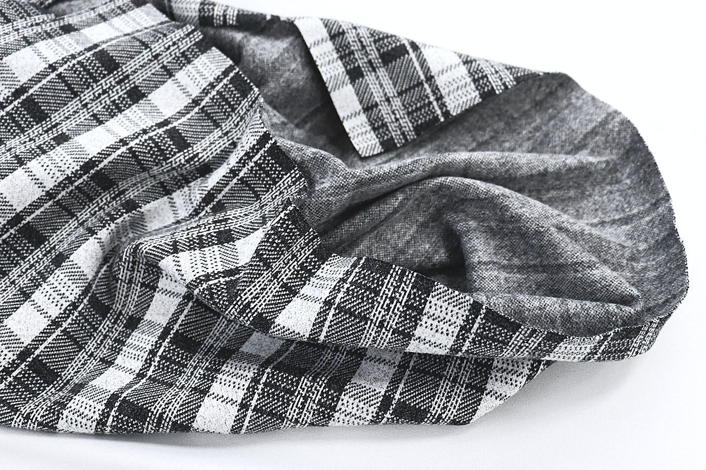 Трикотаж жаккард принт/клетка черная на белом 2815/D#4