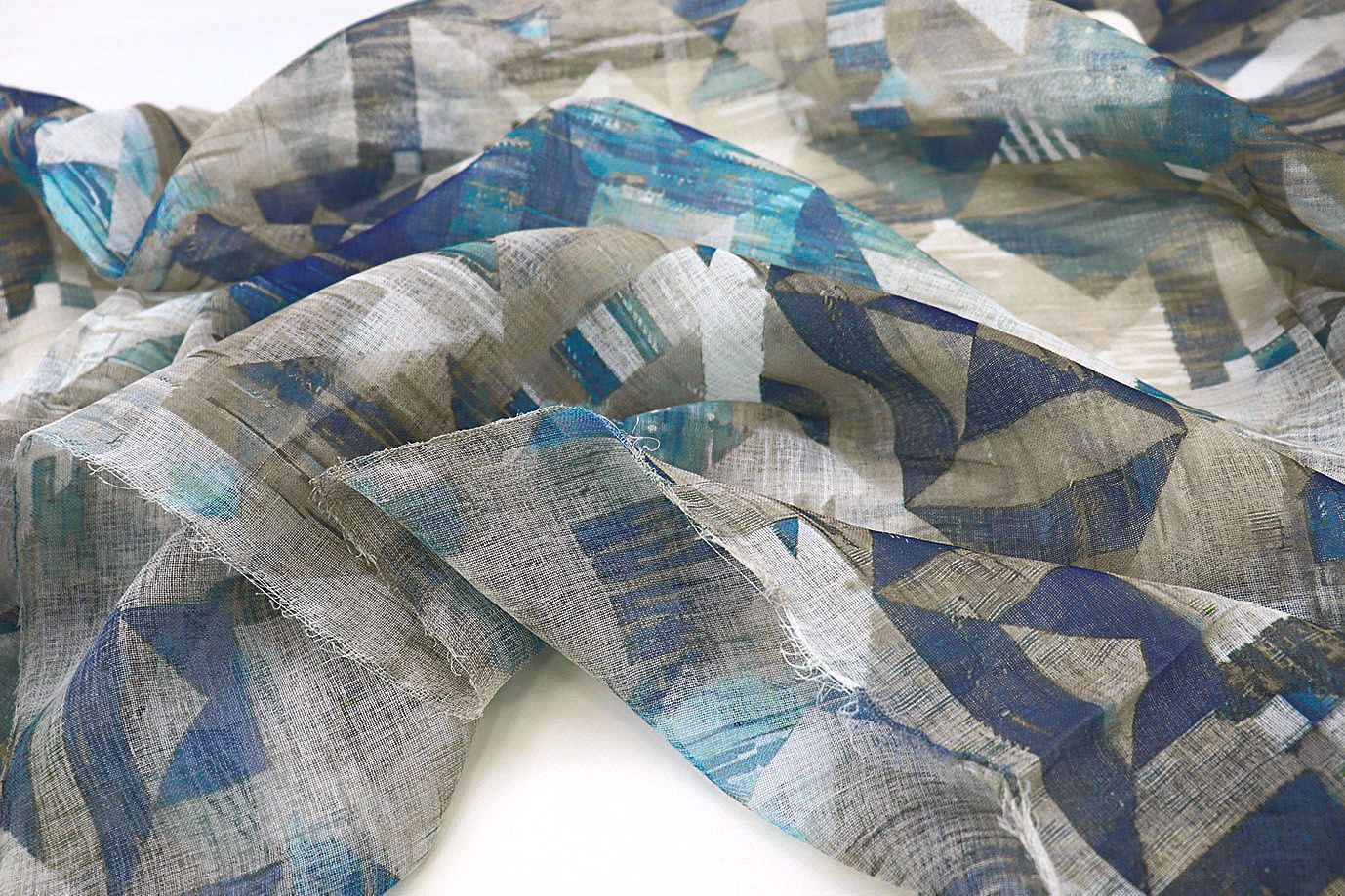 Тюль принт/серо-голубой WBC23/C#16A