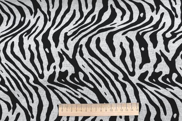 Трикотаж "Модал" Милано принт/зебра черно-серая VT-11690/D#1/C#1