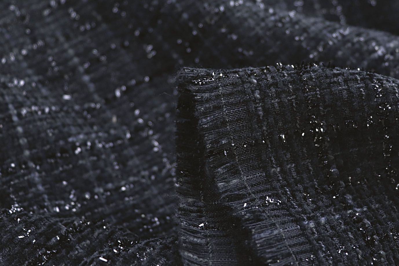 Костюмная ткань "Шанель" с люрексом/черный AP50617/D#1361-8182/C#15