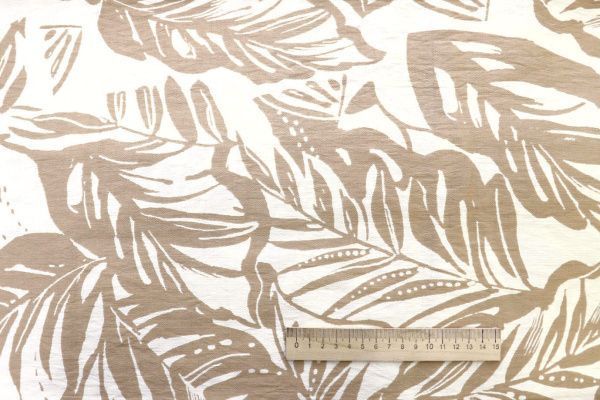 Лен БОХО принт/светло-бежевый на молочном 4077-PY/D#6/C#2