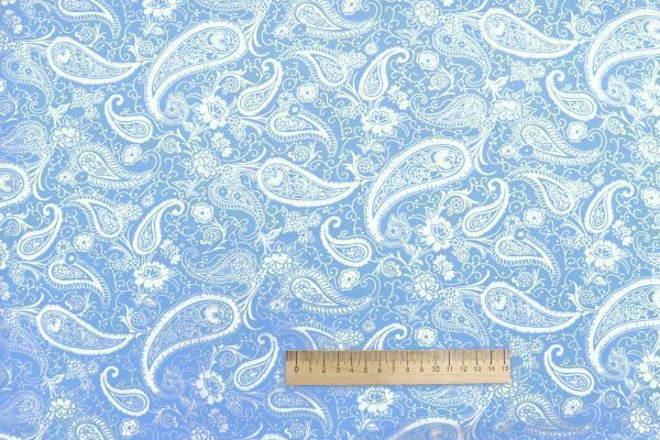 Штапель принт/узор белый на голубом 1374-PY/D#27/C#5
