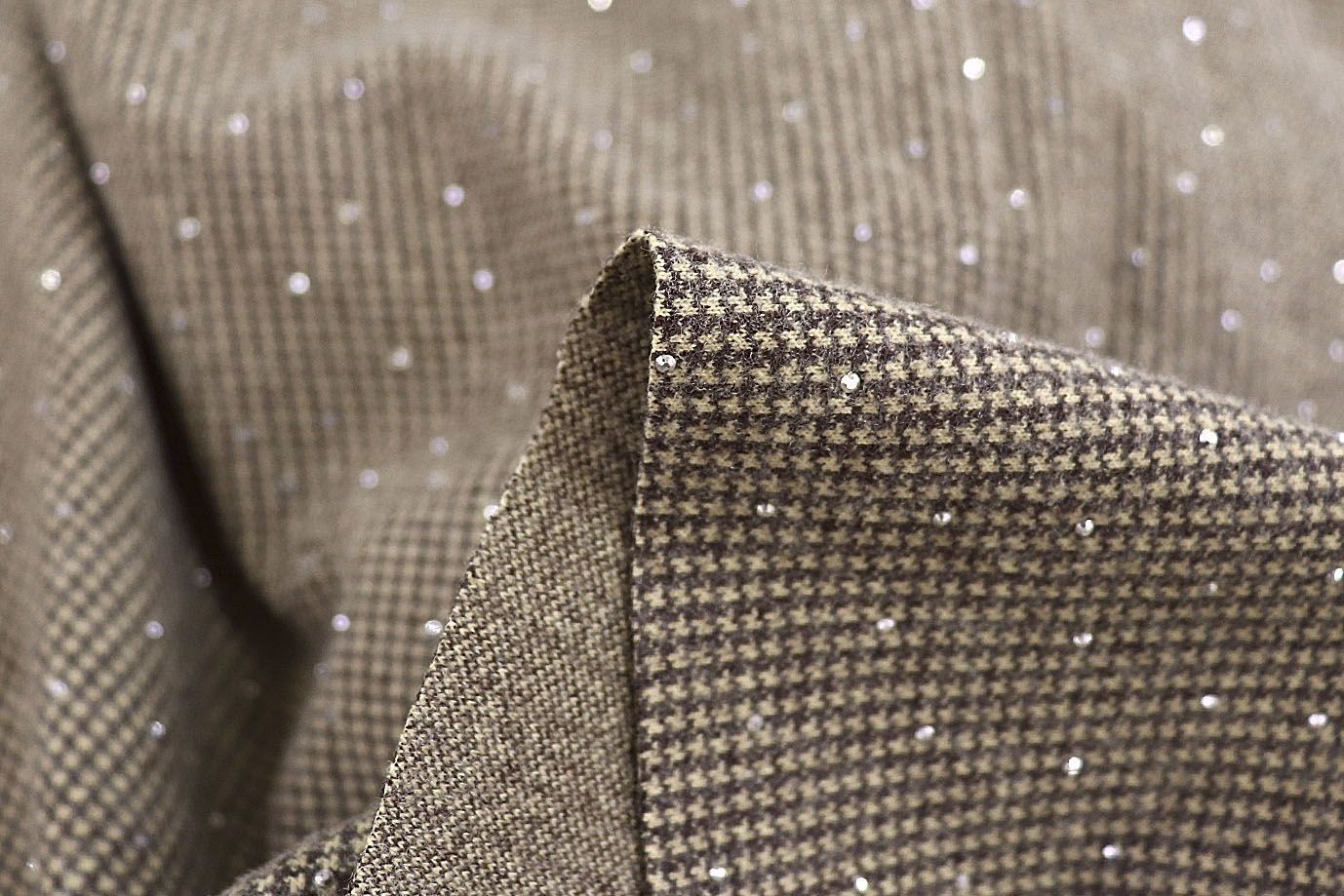 Пальтовая ткань со стразами/коричневый 3743-PY/D#1/C#3